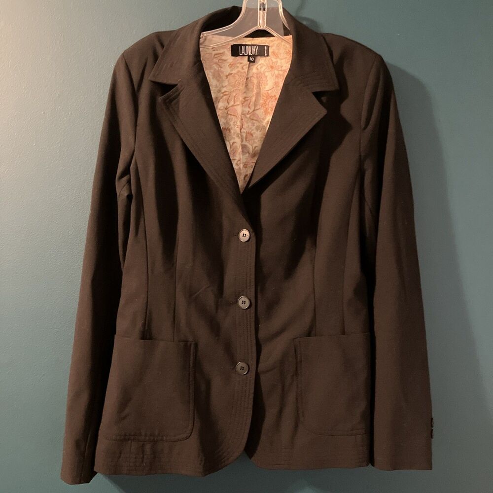 VTG 1990s Laundry by Shelli Segal Black Career Classic Blazer 3 Button 10 Womens